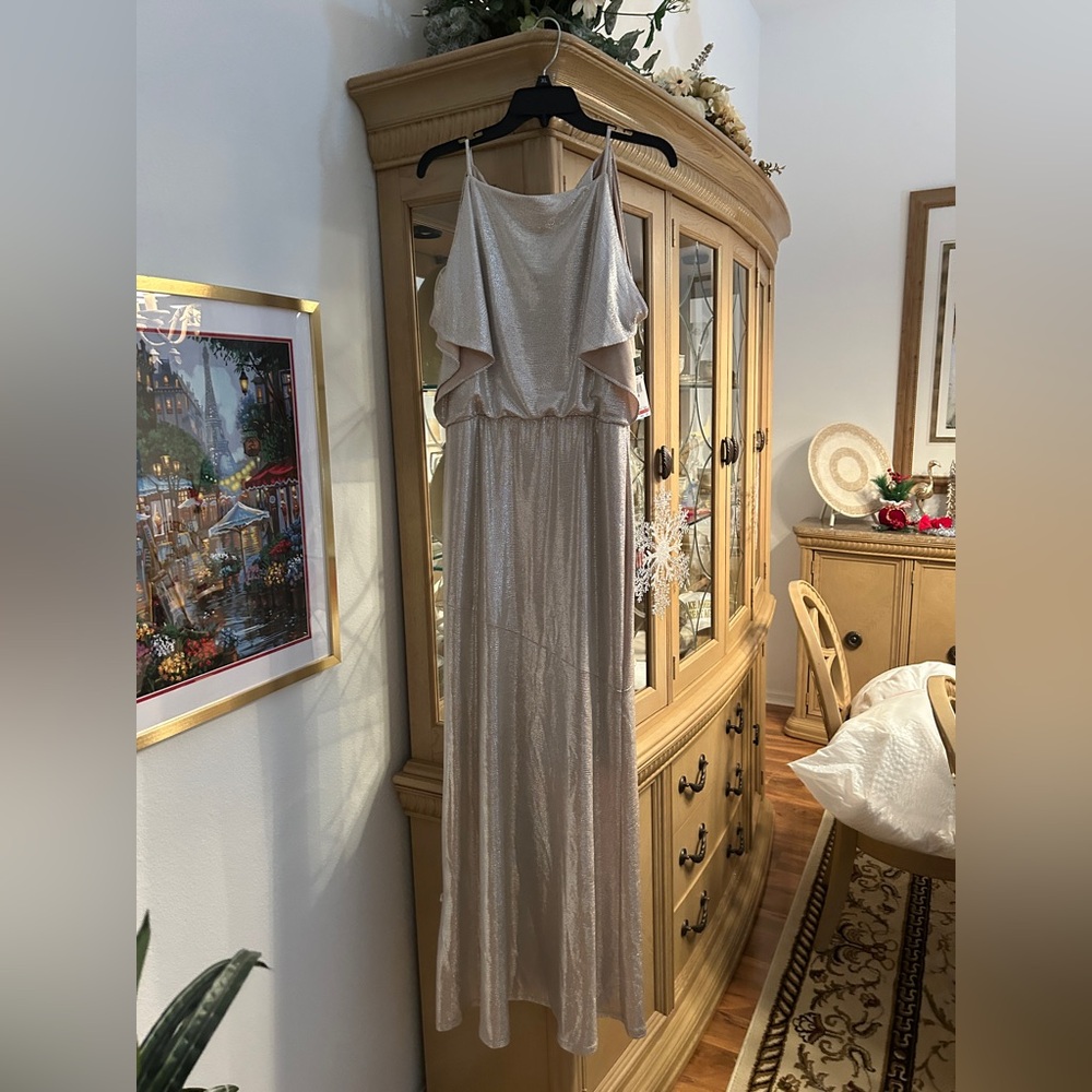 NWT Ralph Lauren Shimmering Cream Maxi Dress